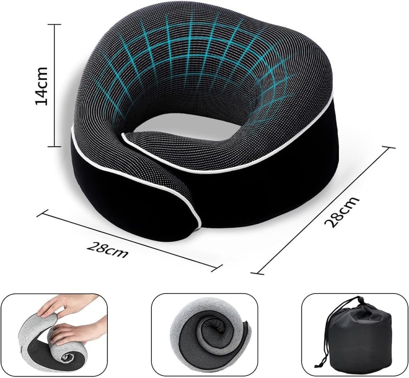 Reiteag Utazási Nyakpárna Memory Foam Repülőhöz Autóhoz Vonatra