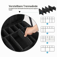 Relavel Professional sminkecset tartó és kozmetikai táska, 3 szintes, nagy kapacitású, 16,5 hüvelykes, utazó sminkművész rendszerező, állítható pánttal, fekete 5