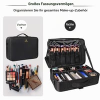 Relavel Professional sminkecset tartó és kozmetikai táska, 3 szintes, nagy kapacitású, 16,5 hüvelykes, utazó sminkművész rendszerező, állítható pánttal, fekete 3