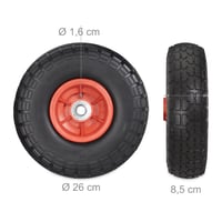 Relaxdays set od 2 kotača za kolica, guma od pune gume otporna na probijanje, 4.1/3.5-4", osovina 16 mm, 260x85 mm, maks. 150 kg 4