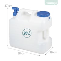 Relaxdays 20-litrový kanister na vodu s vypúšťacím kohútikom a skrutkovacím uzáverom, bez BPA, na kempovanie, biely 5