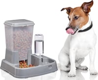 Relaxdays 2az1-ben Kettős Etető-Itató Kutyáknak és Macskáknak, 4 Literes Adagoló - darkgray 3