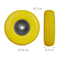 Relaxdays 2X kotač za kolica, guma od pune gume otporna na probijanje, 3.00-4", osovina 20 mm, maks. 100 kg, 260 x 85 mm, za ručna kolica 4