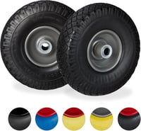 Relaxdays 2X Szállítókocsi Kerék Puktúramentes Gumi 260x85mm 100kg Terhelhetőség - black/grey 1