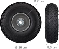 Relaxdays 2X Szállítókocsi Kerék Puktúramentes Gumi 260x85mm 100kg Terhelhetőség - black/grey 4