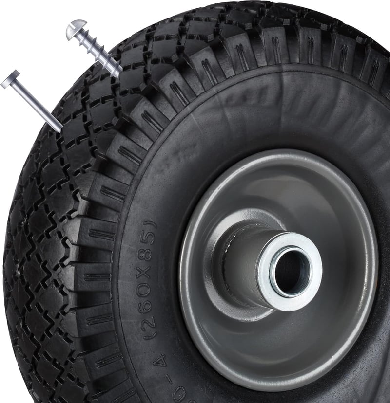Relaxdays 2X Szállítókocsi Kerék Puktúramentes Gumi 260x85mm 100kg Terhelhetőség - black/grey