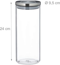 Relaxdays 3 részes légmentes tárolóedény szett 1,5 L rozsdamentes acél fedővel 4