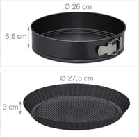 Relaxdays 5 részes sütőforma szett 26 cm rugós tortaforma, kenyérsütő, gyümölcsös forma, cukrász ecset 4