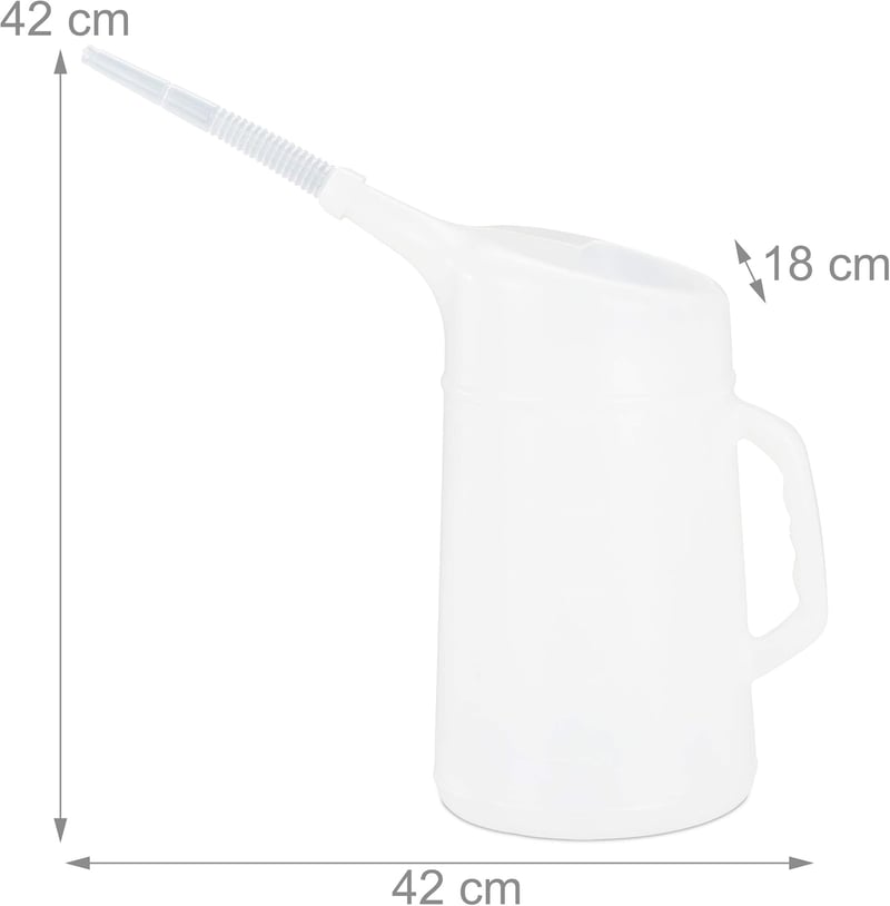 Relaxdays 5L Olajcsere Adagoló Rugalmas Csővel Autóhoz Fehér - 42 centimeters