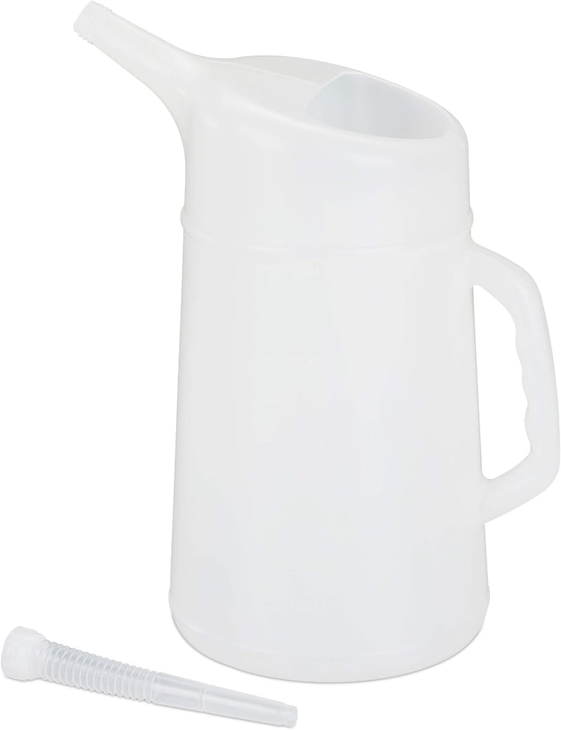 Relaxdays 5L Olajcsere Adagoló Rugalmas Csővel Autóhoz Fehér - 42 centimeters