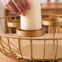 Relaxdays Adventi koszorú, 4 gyertyával, drótfonatos tál, arany színű asztali dekoráció 8