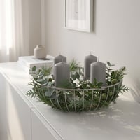Relaxdays Adventi koszorú, 4 gyertyával, drótfonatos tál, arany színű asztali dekoráció 7