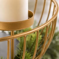 Relaxdays Adventi koszorú, 4 gyertyával, drótfonatos tál, arany színű asztali dekoráció 9