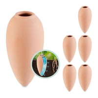 Relaxdays Hlinené zavlažovacie kužele, súprava 6 ks, 170 ml, zavlažovacia pomôcka pre izbové rastliny a balkónové debničky, terakota 1