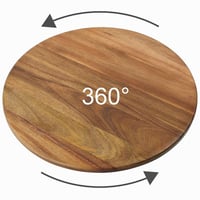 Otočný podnos Relaxdays z agátového dreva, otočný o 360°, Ø 40 cm, okrúhly servírovací podnos na pochutiny, prírodné drevo 5