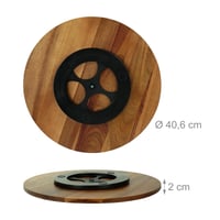 Otočný podnos Relaxdays z agátového dreva, otočný o 360°, Ø 40 cm, okrúhly servírovací podnos na pochutiny, prírodné drevo 4