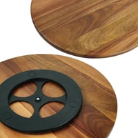 Otočný podnos Relaxdays z agátového dreva, otočný o 360°, Ø 40 cm, okrúhly servírovací podnos na pochutiny, prírodné drevo 6