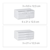 Organizator Cosmetic din Acril Relaxdays cu 6 Sertare și 22 de Compartimente, Suport pentru Depozitare Machiaj și Bijuterii, Alb 6