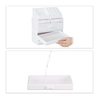 Organizator Cosmetic din Acril Relaxdays cu 6 Sertare și 22 de Compartimente, Suport pentru Depozitare Machiaj și Bijuterii, Alb 8