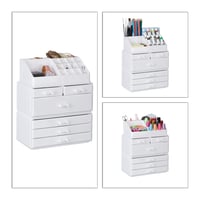 Organizator Cosmetic din Acril Relaxdays cu 6 Sertare și 22 de Compartimente, Suport pentru Depozitare Machiaj și Bijuterii, Alb 3