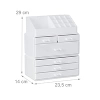 Organizator Cosmetic din Acril Relaxdays cu 6 Sertare și 22 de Compartimente, Suport pentru Depozitare Machiaj și Bijuterii, Alb 4