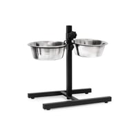 Nastaviteľný stojan na misky pre psov Relaxdays, 2 x 1,6 l nerezové misky, v x š x h 42 x 46 x 27 cm, protišmykový, strieborný 1