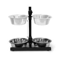 Nastaviteľný stojan na misky pre psov Relaxdays, 2 x 1,6 l nerezové misky, v x š x h 42 x 46 x 27 cm, protišmykový, strieborný 6