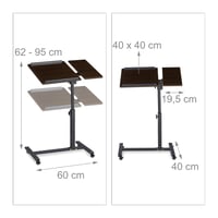 Măsuță pentru laptop Relaxdays cu înălțime reglabilă și roți, lemn, negru, 95 x 60 x 40 cm, pentru dreptaci și stângaci, cu suport pentru mouse 4