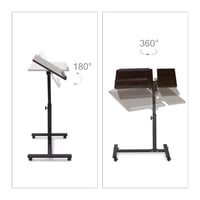 Măsuță pentru laptop Relaxdays cu înălțime reglabilă și roți, lemn, negru, 95 x 60 x 40 cm, pentru dreptaci și stângaci, cu suport pentru mouse 5