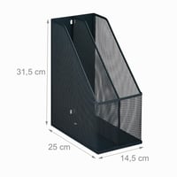 Relaxdays stolni držač za dokumente A4, 2 pretinca, mrežasti, 31,5 x 14,5 x 25 cm, metalni, antracit, za ured i kućni ured 4