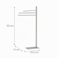 Suport pentru prosoape Relaxdays, 83 x 33,5 x 14 cm, oțel inoxidabil, 2 brațe mobile, suport pentru prosoape de baie 4