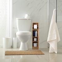 Relaxdays Suport pentru hârtie igienică cu dulap, raft de baie, 80 x 20,5 x 21 cm, aspect de lemn, depozitare îngustă pentru hârtie igienică, maro 5