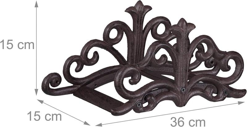 Relaxdays Antik Stílusú Kerti Pergola Fali Tartó Öntöttvas 36 cm Sötétbarna - Dark Brown
