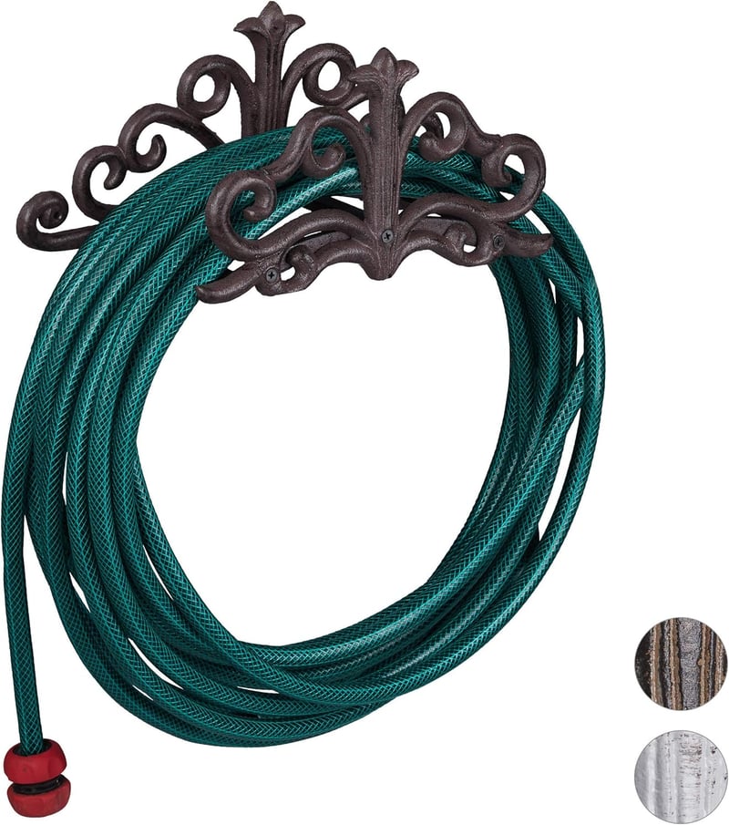 Relaxdays Antik Stílusú Kerti Pergola Fali Tartó Öntöttvas 36 cm Sötétbarna - Dark Brown