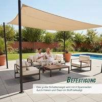 Relaxdays Árnyékoló Vászon 3x4m Vízálló UV Védelem Teraszra Erkélyre Beige - 3 x 4 m, beige 5