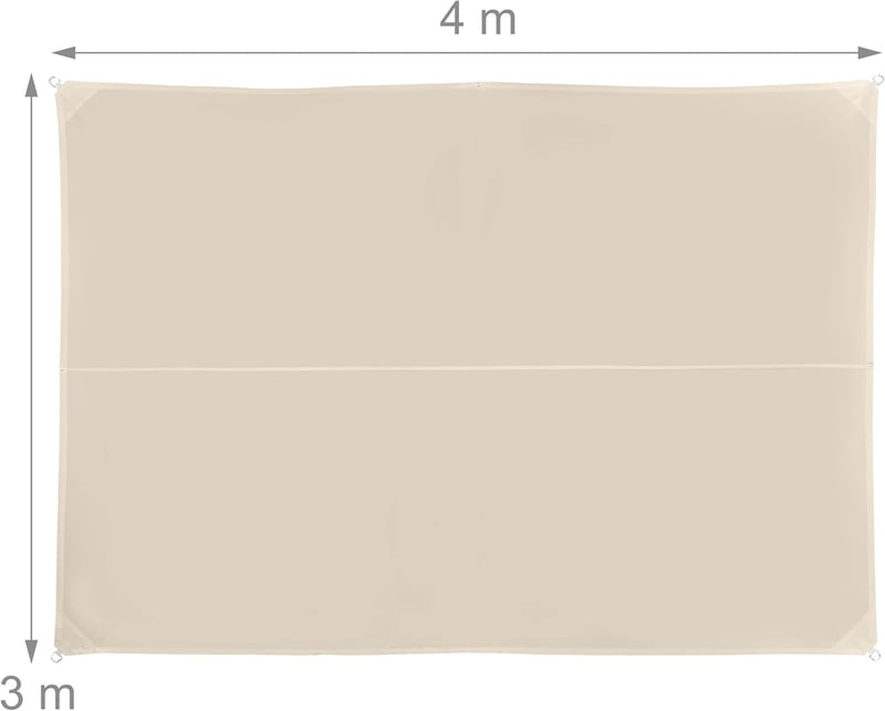Relaxdays Árnyékoló Vászon 3x4m Vízálló UV Védelem Teraszra Erkélyre Beige - 3 x 4 m, beige
