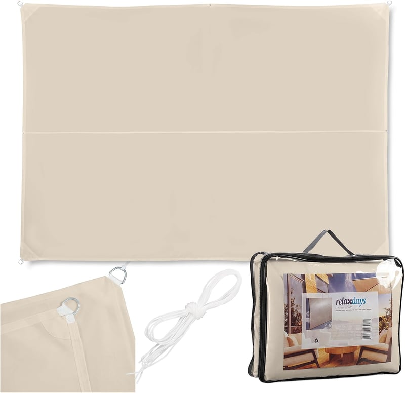 Relaxdays Árnyékoló Vászon 3x4m Vízálló UV Védelem Teraszra Erkélyre Beige - 3 x 4 m, beige