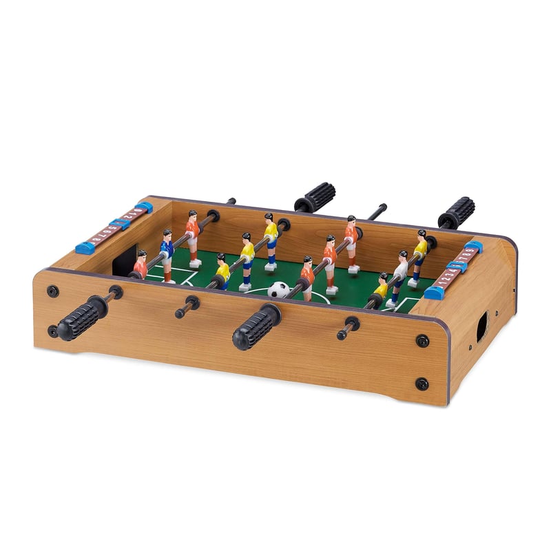 Relaxdays Stolný futbal pre deti a dospelých, vzhľad dreva, robustný, futbalový stôl, 11 x 51 x 50 cm, zeleno-hnedý