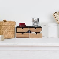 Relaxdays stolni organizator s 4 ladice, bambus i MDF, organizator za pisaći stol, 13,5x33x21 cm, prirodna/crna 2