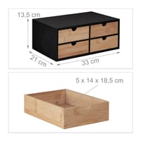 Relaxdays stolni organizator s 4 ladice, bambus i MDF, organizator za pisaći stol, 13,5x33x21 cm, prirodna/crna 4