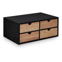 Relaxdays stolni organizator s 4 ladice, bambus i MDF, organizator za pisaći stol, 13,5x33x21 cm, prirodna/crna 7