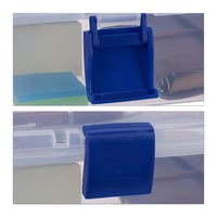 Cutie de depozitare Relaxdays din plastic transparent, 9 compartimente, cutie de scule, organizator pentru articole de cusut, 14x33x19 cm, albastru 6