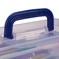 Cutie de depozitare Relaxdays din plastic transparent, 9 compartimente, cutie de scule, organizator pentru articole de cusut, 14x33x19 cm, albastru 9