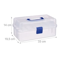 Cutie de depozitare Relaxdays din plastic transparent, 9 compartimente, cutie de scule, organizator pentru articole de cusut, 14x33x19 cm, albastru 4