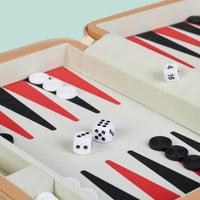 Relaxdays putni backgammon s torbom i dodacima, 5,5 x 24 x 18 cm, društvena igra s efektom kože, svijetlosmeđa 7