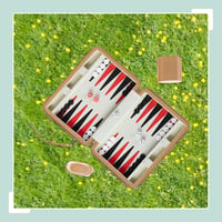 Relaxdays putni backgammon s torbom i dodacima, 5,5 x 24 x 18 cm, društvena igra s efektom kože, svijetlosmeđa 2