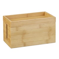 Bambusový box na káble Relaxdays, organizér káblov na stôl, kompaktný, univerzálny, bambus, hnedý, 14 x 25,5 x 14 cm 8
