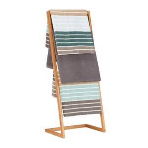 Relaxdays bambus stalak za ručnike, ljestve s 4 prečke, samostojeći držač za kupaonicu, 100x40x30 cm, prirodna bež boja