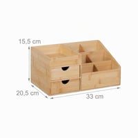 Organizator de birou din bambus Relaxdays, 2 sertare, 7 compartimente pentru papetărie, 15,5 x 33 x 20,5 cm, natural 4