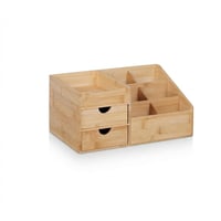 Organizator de birou din bambus Relaxdays, 2 sertare, 7 compartimente pentru papetărie, 15,5 x 33 x 20,5 cm, natural 7